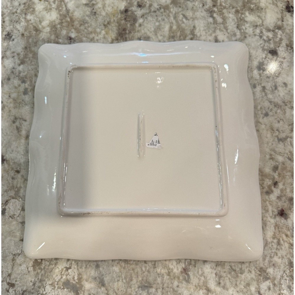 Thanksgiving Turkey Dinner Serving Plate Autumn Fall 11" Square Ceramic L2 - Picture 4 of 5